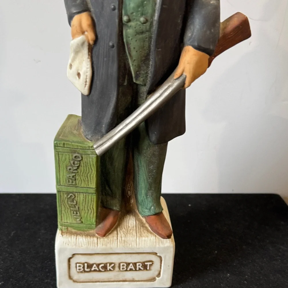 Vintage 1973 McCormick Decanter, Outlaw, Black Bart - Hand Painted Porcelain